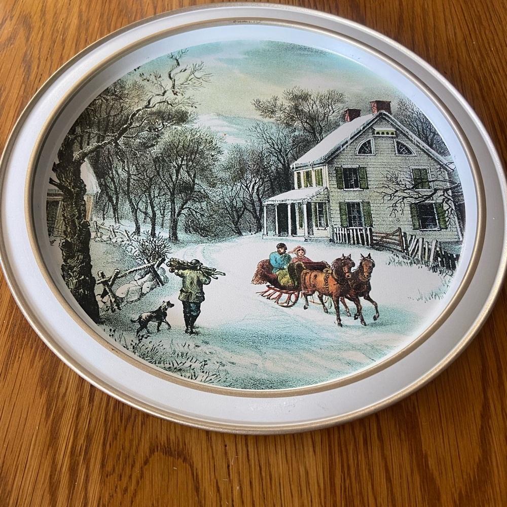 Vintage Currier & Ives Metal Tray